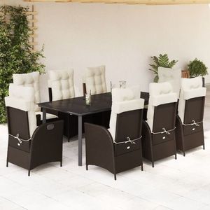 vidaXL Set mobilier de grădină cu perne, 9 piese, maro, poliratan imagine