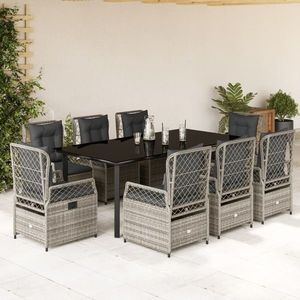 vidaXL Set mobilier grădină cu perne, 9 piese, gri, poliratan imagine