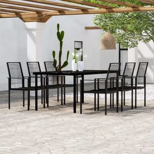vidaXL Set de mobilier pentru grădină, 7 piese, negru imagine
