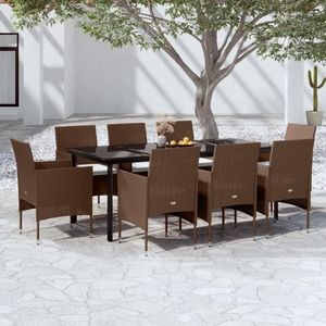 vidaXL Set mobilier de grădină cu perne, 9 piese, maro și negru imagine