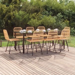 vidaXL Set mobilier de grădină, 9 piese, poliratan imagine