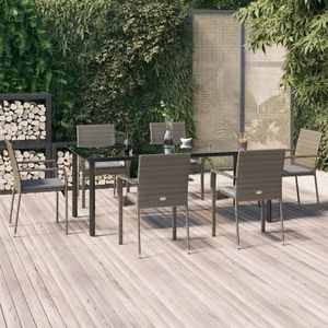 vidaXL Set mobilier de grădină cu perne, 7 piese, negru/gri, poliratan imagine