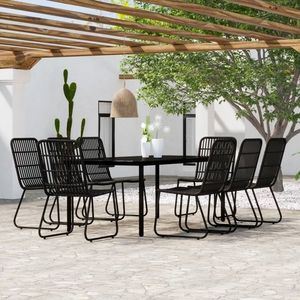vidaXL Set mobilier de grădină, 9 piese, negru imagine