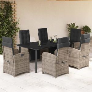 vidaXL Set mobilier de grădină cu perne, 7 piese, gri, poliratan imagine