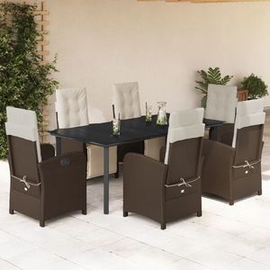 vidaXL Set mobilier de grădină cu perne, 7 piese, maro, poliratan imagine