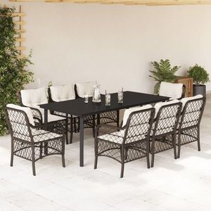vidaXL Set mobilier de grădină cu perne, 9 piese, maro, poliratan imagine