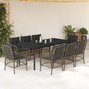 vidaXL Set mobilier grădină cu perne, 9 piese, gri, poliratan imagine