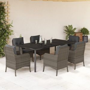 vidaXL Set mobilier de grădină cu perne, 7 piese, gri, poliratan imagine