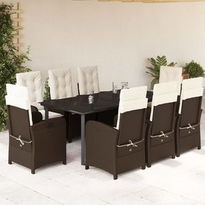 vidaXL Set mobilier de grădină cu perne, 9 piese, maro, poliratan imagine