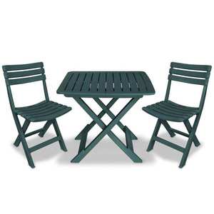 vidaXL Set mobilier bistro pliabil, 3 piese, verde, plastic imagine