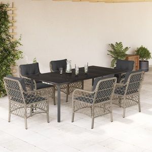 vidaXL Set mobilier de grădină cu perne, 7 piese gri deschis poliratan imagine