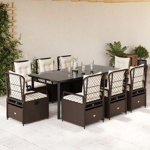 vidaXL Set mobilier de grădină cu perne, 9 piese, maro, poliratan imagine