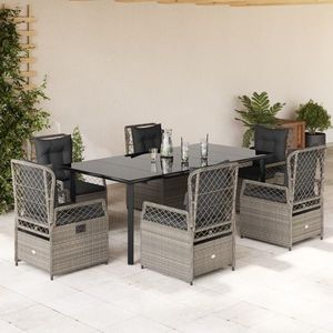 vidaXL Set mobilier de grădină cu perne, 7 piese gri deschis poliratan imagine