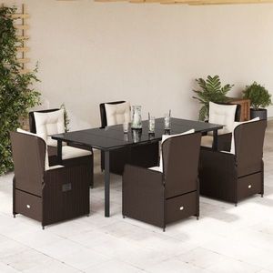 vidaXL Set mobilier de grădină cu perne, 7 piese, maro, poliratan imagine