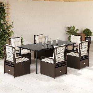vidaXL Set mobilier de grădină cu perne, 7 piese, maro, poliratan imagine
