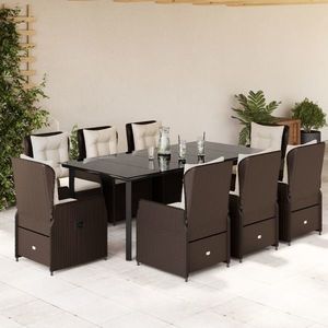 vidaXL Set mobilier de grădină cu perne, 9 piese, maro, poliratan imagine