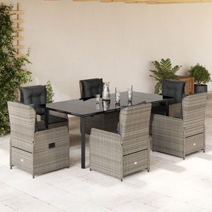 vidaXL Set mobilier de grădină cu perne, 7 piese gri deschis poliratan imagine