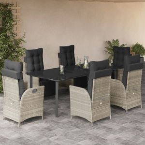 vidaXL Set mobilier de grădină cu perne, 7 piese gri deschis poliratan imagine