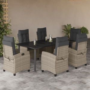 vidaXL Set mobilier de grădină cu perne, 7 piese gri deschis poliratan imagine