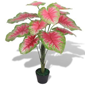 vidaXL Plantă artificială Caladium cu ghiveci, 85 cm, verde și roșu imagine
