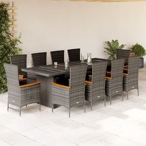 vidaXL Set mobilier de grădină cu perne, 11 piese, gri, poliratan imagine