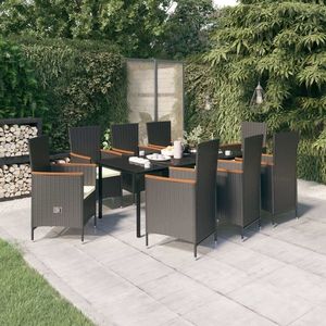 vidaXL Set mobilier de grădină cu perne, 9 piese, negru imagine