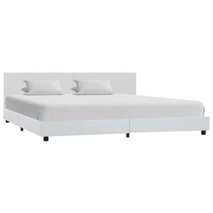 vidaXL Cadru de pat, alb, 180x200 cm, piele ecologică imagine