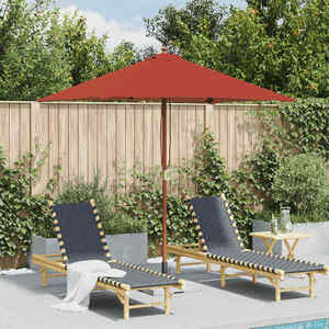 vidaXL Umbrelă de soare de exterior, stâlp lemn, 150x200 cm, teracotă imagine