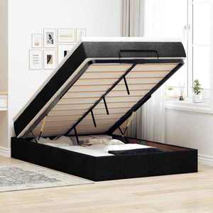 vidaXL Cadru de pat otoman cu saltea Negru 120x190 cm Tesatura imagine