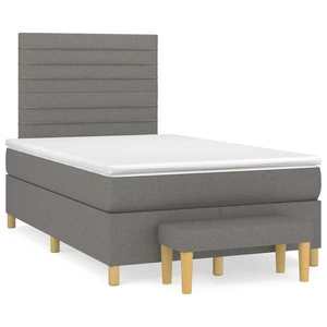vidaXL Pat box spring cu saltea, negru, 120x190 cm, catifea imagine