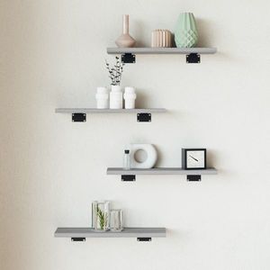 vidaXL Rafturi de perete, 4 buc., gri sonoma, 40x10x1, 5 cm, lemn imagine