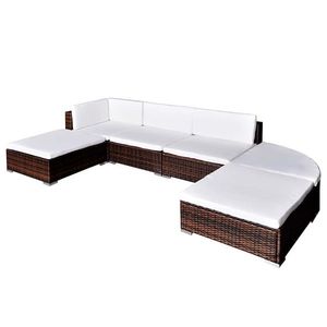 vidaXL Set mobilier de grădină cu perne, 6 piese, maro, poliratan imagine