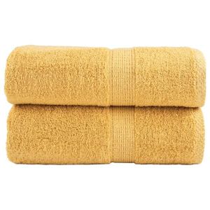vidaXL Prosoape de baie premium SOLUND, 2 buc., aurii, 30x30 cm, 600 g/m² imagine
