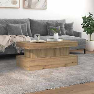 vidaXL Măsuță de cafea cu lumini LED, stejar artizanal, 90x50x40 cm imagine