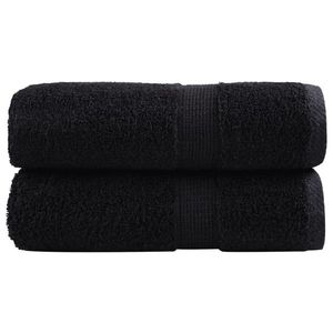vidaXL Prosoape de baie premium SOLUND, 2 buc., negru, 30x30 cm, 600 g/m² imagine