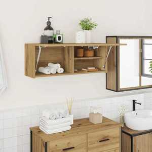 vidaXL Dulap perete baie stejar artizanal, 80x25x30 cm, lemn prelucrat imagine