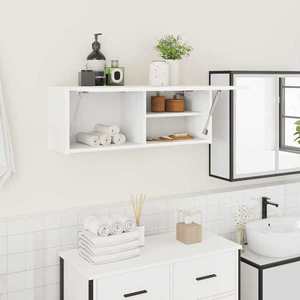 vidaXL Dulap de perete de baie, alb, 80x25x30 cm, lemn prelucrat imagine
