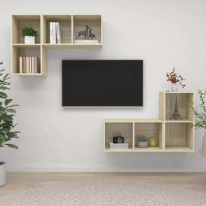 vidaXL Dulapuri TV suspendate, 4 buc, stejar sonoma, lemn prelucrat imagine