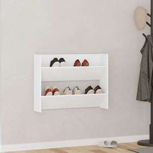 vidaXL Pantofar de perete, alb, 80x18x60 cm, lemn prelucrat imagine