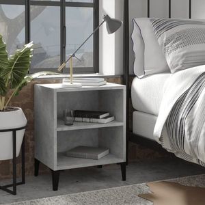 vidaXL Noptieră cu picioare metalice, gri beton, 40x30x50 cm imagine