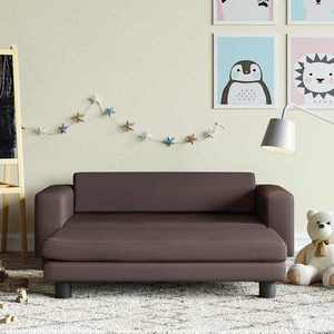 vidaXL Canapea copii cu taburet maro 100x50x30cm piele ecologică imagine