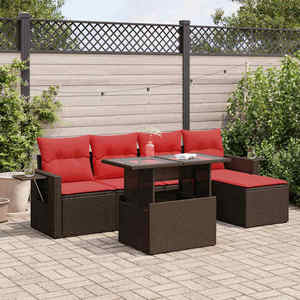 vidaXL Set mobilier grădină cu perne 6 piese maro poliratan/lemn acacia imagine