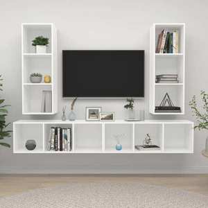 vidaXL Dulapuri TV suspendate, 4 buc. alb, lemn prelucrat imagine