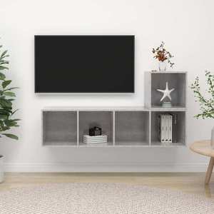 vidaXL Set de dulapuri TV, 2 piese, gri beton, lemn prelucrat imagine