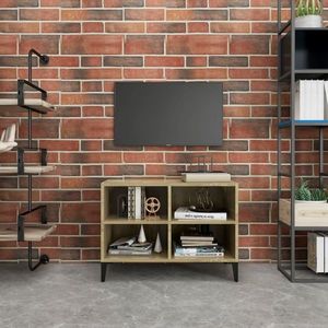 vidaXL Comodă TV cu picioare de metal, stejar sonoma, 69, 5x30x50 cm imagine