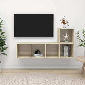 vidaXL Set de dulapuri TV, 2 piese, stejar sonoma, lemn prelucrat imagine