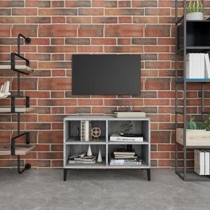vidaXL Comodă TV cu picioare metalice, gri sonoma, 69, 5x30x50 cm imagine