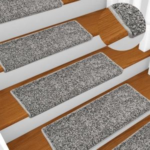 vidaXL Covorașe pentru scări, 10 buc., 65x21x4 cm, gri, cu margini dreptunghiulare imagine