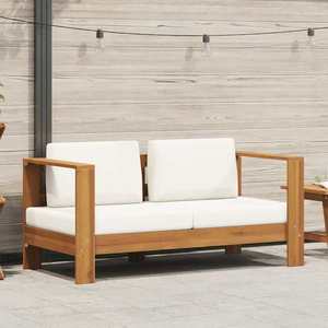 vidaXL Canapea de grădină cu pernă, alb crem, 140 cm, lemn de acacia imagine