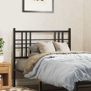 vidaXL Tăblie de pat metalică, negru, 90 cm imagine